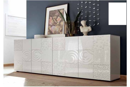 Anteprima di MADIA MIRO 4 ANTE BIANCO LUCIDO SERIGRAFATO