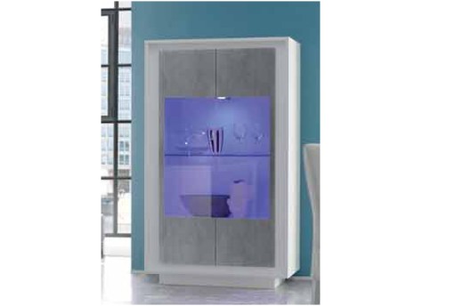 Anteprima di VETRINA SKY 2 ANTE BIANCO OPACO/CEMENTO