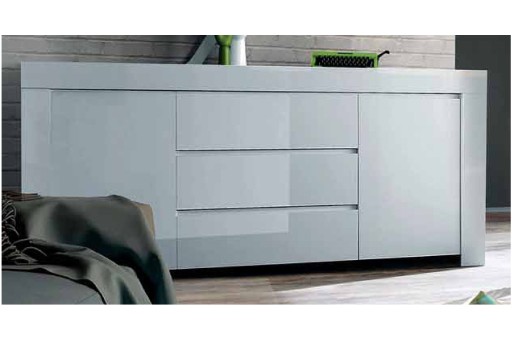 Anteprima di MADIA AMALFI  2 ANTE E 3 CASSETTI BIANCO LUCIDO