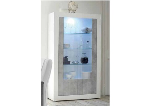 Anteprima di VETRINA URBINO BIANCO LUCIDO/CEMENTO